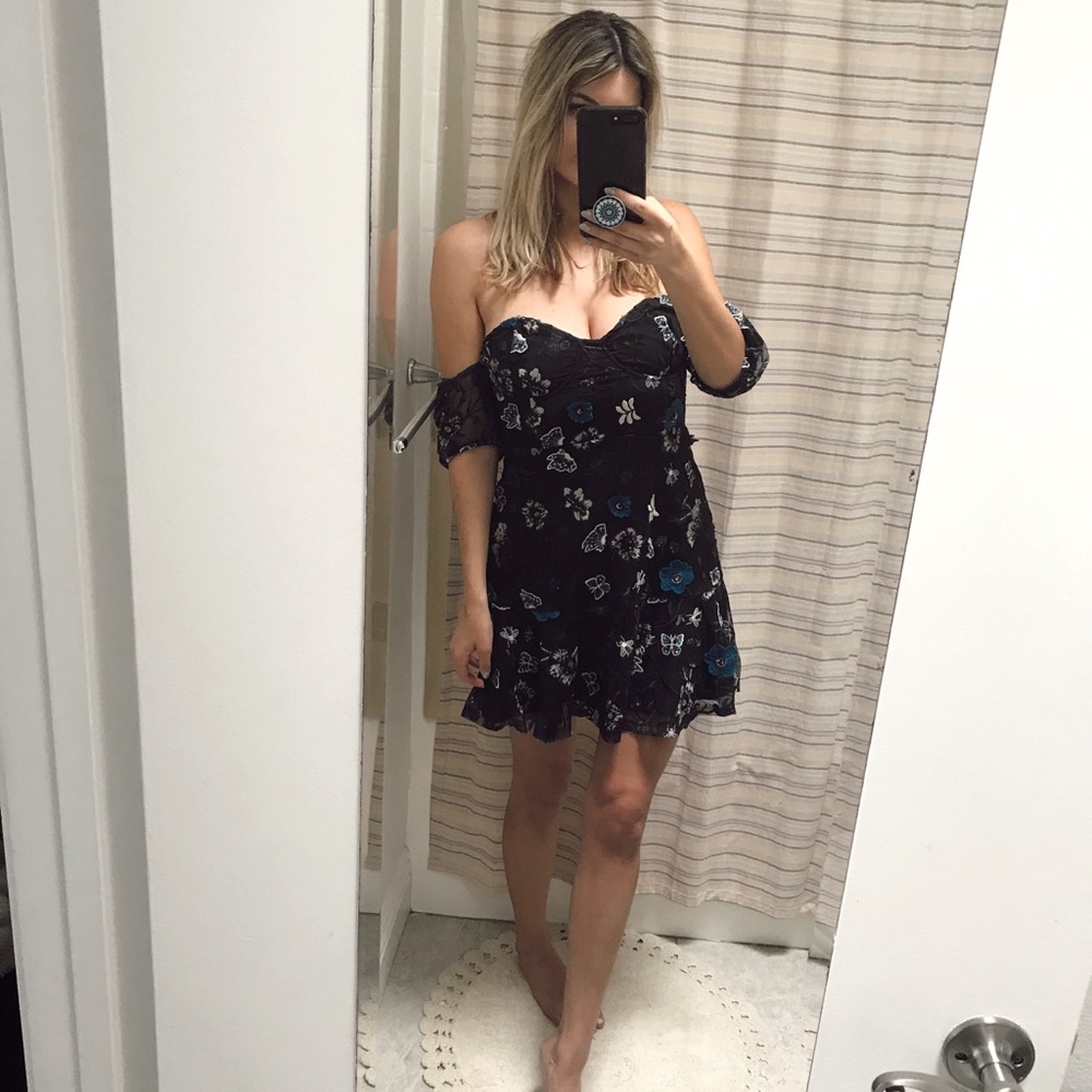 For Love & Lemons Black Botanic Dress Floral